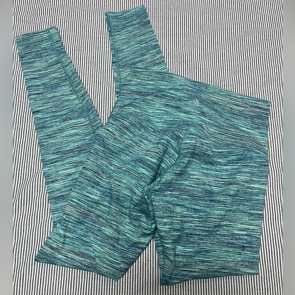 Lululemon Wunder Under Blue Green Leggings Size 6